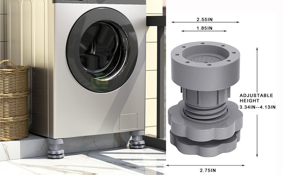 Washing Machine Vibration Pads, Floor Trays, Refrigerator Stand (4 Pcs Set)