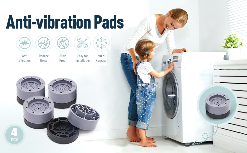 Washing Machine Vibration Pads, Floor Trays, Refrigerator Stand (4 Pcs Set)